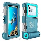 Professionelle wasserdichte Tauchhülle zum Schnorcheln, 15 m/50 Fuß Unterwasser-Foto- und Video-Schutzgehäuse mit Trageband für iPhone16/1514/13-11 Pro Max/XR/XS/Samsung S24/S23-S21 usw. Blaugrün