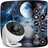 Macchiatto Upgrade sternenhimmel projektor, Galaxy Projector Lamp with 13 Planet Discs, LED Sternenhimmel mit Timer, Planetarium Projector for Room Decor, Sternenprojektor für Kinder Erwachsene-Weiß