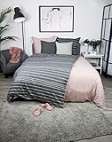 jilda-tex Biber Bettwäsche Made IN Germany Melange 135x200 cm + 80x80 cm 100% Baumwolle Feinbiberbettwäsche Edel-Flanell Verschiedene Größen/Farben (Colored Stripes - Anthrazit, 135 x 200 cm)