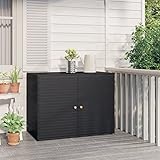 Wohnschränke & Aufbewahrung, Aufbewahrungsschränke & Schließfächer, Gartenschrank, schwarz, 100 x 55,5 x 80 cm, Polyrattan