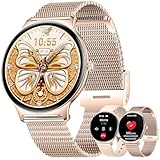 LOYEWAIER Women's Smartwatch with Phone Function Round 1.43 Inch AMOLED Always-On Display IP67 Waterproof 120+Sports Heart Fitness Tracker Rate Sleep Monitor Gold Smart Watch for iOS Andriod