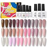 BORN PRETTY UV Nagellack Nudefarben Rosa Set, Shellac Set UV Lack mit Top Coat Matt Base Gel Gel Nagellack Pink Nude Rosa 21PCS Schellack Nagellack für Nail Art Salon Design Maniküre Set Weihnachten