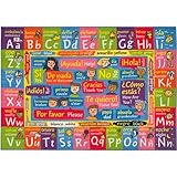KC Cubs ABC Alphabet & Sätze + spanische Übersetzungen Lernspiel für Jungen und Mädchen, Kinderteppich für Kinderzimmer, Kleinkind, Klassenzimmer und Baby-Spielzimmer, Bodenaktivitätsmatte