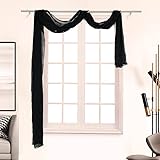 Devola Querbehang Freihanddeko aus transparentem Voile Heimdekoration Unifarbig Gardinen Schals Moderne Einfachheit Fertiggardine BxH 135x400cm Schwarz 1 Stück