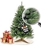 Künstlicher Weihnachtsbaum 180cm mit Premium Holzständer | Naturgetreue Tannennadeln am Tannenbaum | Nordmanntanne Künstlich als Weihnachtsdeko | Großer Christbaum wie echt als Christmas Deko
