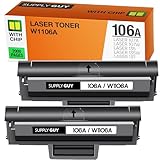 Supply Guy W1106A 106A Toner mit Chip kompatibel für HP Laser MFP 137fwg 107w 107a 107r 135wg 135w 135a 135r - Schwarz Multipack (2X Tonerkartuschen)
