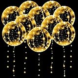 10 Pack Leuchtende Luftballons, Bobo Helium Ballons LED Ballons, Klare Luftballon mit Lichterketten für Geburtstag Hochzeit Valentinstag Party Deko