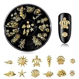 CPJJ Nail Charms Gold, Nail Charms, Charms Nägel, Nail Art Charms, 3D Gold Seesterne Shell Nail Art Dekoration, 3D Acryl Ocean Nail Gems für Frauen Acryl Nagel Ozean