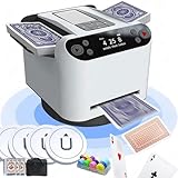 JOSBY Automatischer Kartenmisch- und Dealer, um 360° drehbare Kartenmischmaschine, mit 4 kabellosen Dealer-Tasten, OLED-Display und berührungsempfindlicher Steuerung, wiederaufladbarem 5200-mAh-Akku