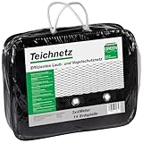 Abdecknetz (3x4m) schwarz mit Erdspießen | feinmaschig (10x10mm) mit stabilem Rand | Teichabdeckung für einen laubfreien Teich | Vogelschutznetz für Gartenteich