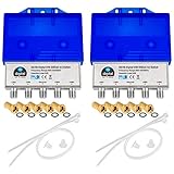 2X HQ DiseqC Schalter Switch 4/1 mit Wetterschutzgehäuse HB-DIGITAL 4X SAT LNB 1 x Teilnehmer/Receiver für Full HDTV 3D 4K UHD + 10 x Vergoldete F-Stecker Vergoldet