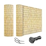 Schilfrohrmatte Natürlicher Schilfzaun Bambusmatte Sichtschutz Balkon Garten Terrasse Zaun UV-Schutz Schönheit für Outdoor Pool Veranda Deck Wetterfest 50 90 100 110 140 150 160 180cm Hoch(Natural)