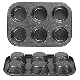 Antihaft-Muffinform für 6 Muffins, Marmor-Keramikbeschichtung zum Backen, ofenfest, leicht zu reinigen, Käsekuchenform (2 Stück)