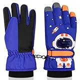 flintronic Kinder Skihandschuhe, Winter Skihandschuhe für 6-9 Jahre Jungen, wasserdichte und Winddichte Fleece Handschuhe mit verstellbaren Bündchen, für Snowboard Klttern Skifahren Radfahren