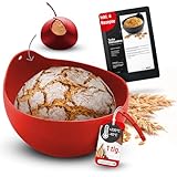 Coolinato – Silikonform 3 in 1 Universalschüssel 24 cm – Teigschüssel, Gärkörbchen und Brotbackform in einem - BPA-Frei & Backofenfest bis 230°C – Platin Silikon - Ideal zum Mixen & Brotbacken - Rot