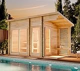 FinnTherm Gartensauna Außensauna Saunahaus Lizzy M 2 Sitzbänke aus Holz Wandstärke 40 mm
