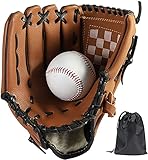 LeapBeast Rechte Hand Baseball Handschuhe - Softball Handschuhe mit Einem Ball, Erwachsenen Baseball Training Wettbewerb Handschuh Verdicken Dauerhaft Softballhandschuhe (Braun, 11.5 Zoll)