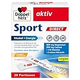 Doppelherz Sport DIRECT - Muskel + Energie - Magnesium, Calcium & B-Vitamine - für Sportler und körperlich Aktive - 20 vegane Portionen mit Orangen-Geschmack