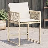 INLIFE Gartenstühle mit Kissen 4 STK. Beige Poly Rattan,Möbel,Gartenmöbel,Gartensitzmöbel,Gartenstühle,Beige,22.45 KG,365021