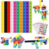 Steckwürfel, 100 Stück Steckwürfel Grundschule, Rechenwürfel Mathe, Zahlenblocks 10 Farben, Lernen Lernspiele Geschenk für Jungen und Mädchen