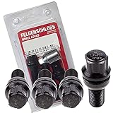 Felgenschloss Typ B schwarz - M14x1,25 - Kegel 60° - L: 28 mm - SW 17