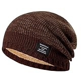 Mütze Herren Beanie Damen Wintermütze Sportmütze Winter Warme Mützen Stricken Slouchy Fleece Atmungsaktiv Strickmützen Thick Skull Cap Unisex Beanie-Mütze in Rippstrick-Optik