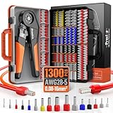 Crimpzangen Aderendhülsen Set, Preciva Crimpzange 0,08-16mm² Aderendhülsenzange mit 350 Twin und 950 Einzeilige Aderendhülsen Set für Heimwerker und industrieller Bedarf Presszange 16mm2