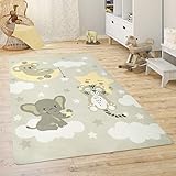 Paco Home Kinderteppich Teppich Kinderzimmer Spielmatte Babymatte rutschfest Modern Tiere Regenbogen Herz, Grösse:120x160 cm, Farbe:Beige