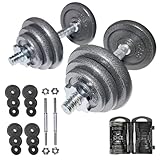 SPORTINATOR® 'Machine' Kurzhantel Set 20 kg mit Koffer - Effektives Ganzkörpertraining zu Hause oder unterwegs. Hochwertiges Gusseisen und legierter Stahl für maximale Haltbarkeit (Schwarz)