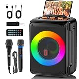 HWWR Karaoke Maschine mit 2 Drahtlosen Mikrofonen, Modell D13T