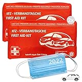 2X Verbandskasten Auto 2022 | Neue KFZ-Verbandstasche DIN 13164 - 2022 Zertifiziert Geprüft | Erste Hilfe First Aid Tasche Kasten Set Kit ideal als Notfall-Set Nachfüllset für Auto 2022 STVO