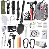 AuRiver Survival Kit 163 in 1, Notfall Survival Ausrüstung mit Kompass Jagdmesser Multitool Hammer Axt Taschenlampe und Weiterem Zubehör, Geschenke für Männer Camping Wandern Abenteuer (Bunte)