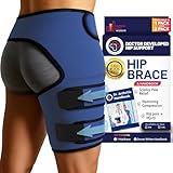 Von Ärzten entwickelte stabilisierende Hüftbandage für Damen und Herren, atmungsaktive Oberschenkelstütze zur Muskelerholung und Linderung von Hüftschmerzen, Oberschenkel-Kompressionsmanschette mit
