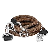 FREUDENTIER Hundeleine 3m verstellbar - Umhängeleine Hund - Führleine zum Umhängen für mittelgroße & große Hunde (braun)