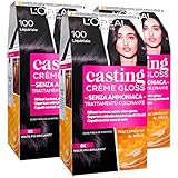 3 x L'Oréal Paris Coloration Casting Creme Gloss Farbe 100 Lakritzschwarz – 3 Farbtöne