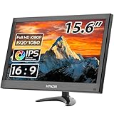 HTNZIR 15,6 Zoll Tragbarer Monitor Kleiner PC Monitor 1920 x 1080P 99% sRGB mit HDMI/VGA/BNC/AV/USB/AV, integrierten Lautsprechern, VESA Halterung, LED Display für PC, Laptop und Computer