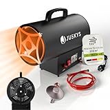 Juskys Gasheizgebläse – mobiler Gasheizer 10 kW mit Piezozündung, Heißluftgenerator, leichtes Stahl-Gehäuse, für Outdoor & Werkstatt - Schwarz