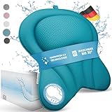 HAVENHAUS XXL Premium Badewannenkissen blau | NEU zusätzliche Polster an Schulter- & Nackenbereich | Badekissen für Badewanne schnelltrocknend, waschbar & 4X extra große Saugnäpfe | Kissen Badewanne