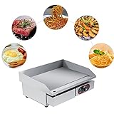 Elektrische Bratpfanne, kommerzieller elektrischer Grill Großer Edelstahl-Arbeitsplattengrill Grill-Kochplatte Teppanyaki-Tischgrill mit undichtem Ölloch und herausnehmbarer Ölschublade für das Küch