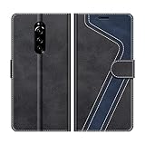 MOBESV Handyhülle für Sony Xperia 1 Hülle Leder, Sony Xperia 1 Klapphülle Handytasche Case für Sony Xperia 1 Handy Hüllen, Modisch Schwarz
