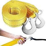 Retoo Abschleppseil Auto bis zu 3 Tonnen 3 Meter Lang, Notfall-Abschleppgurt mit Doppeltes Hak, Abschleppschlinge, Verbreitertes Abschleppgur bis 3000 kg, Elastisch Schleppleitung, Gelb