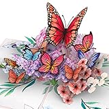 papercrush® Pop-Up Liebeskarte Schmetterlinge auf Blumen - 3D Ich liebe Dich Valentinskarte für sie (Frau, Freundin), Glückwunschkarte zum Geburtstag für Mama & Oma, Jahrestagskarte, Genesungskarte