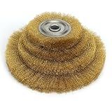 Uwithdanceme Weiche, flache Messing-Kupferdrahtbürste, Polierscheibe, 100–250 mm, gecrimpt für Schleifer, Metall, Grat, Entfernung, Farbe, Feinpolieren (100 mm x 16 mm)