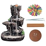 XUDREZ Wasserfall-Berg-Rückfluss-Räucherstäbchenhalter, Harz-Räuchergefäß, Räucherkegelhalter, Heimdekoration, Geschenke mit 120 Stück Räucherkegeln