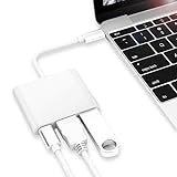 USB C HDMI Adapter, 4K 60Hz 3-in-1 HDMI Adapter Multiport Adapter PD 100W, USB 3.0 5Gbps, Kompatibel mit MacBook Pro/Air, Dell XPS, Surface Pro, Galaxy S24 S25