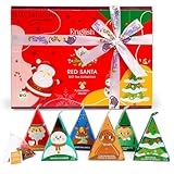 ETS - Teegeschenk mit Schleife 'Red Santa Christmas' | BIO Wintertee Set | Geschenk Weihnachten Wichtelgeschenk Weihnachtsdeko | 12 Pyramidenbeutel