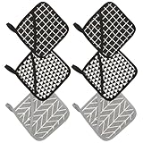 6 Stück Topflappen Set, Quadratische Polyester Topflappen mit Tasche 17x17 cm Waschbar und Trocknergeeignet Hitzebeständige Pot Holders für Küche Kochen Backen