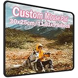 UOKIIYUA Personalisiertes Foto-Mauspad, individuelles rutschfestes Mauspad mit Ihrem Bild und Text, Schreibtischzubehör 30x25 cm