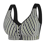 Damen Fitness Frontverschluss, leicht gefüttert, ohne Bügel, T-Shirt-BHS für den Alltag, volle Abdeckung, bequem, stützendes Bralette Weißer Body Spitze (Black, 40E)