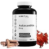 Astaxanthin 8mg aus 160mg der Natürlichen Alge Haematococcus Pluvialis mit 5% Astaxanthin. 180 vegane Kapseln für 6 Monate.